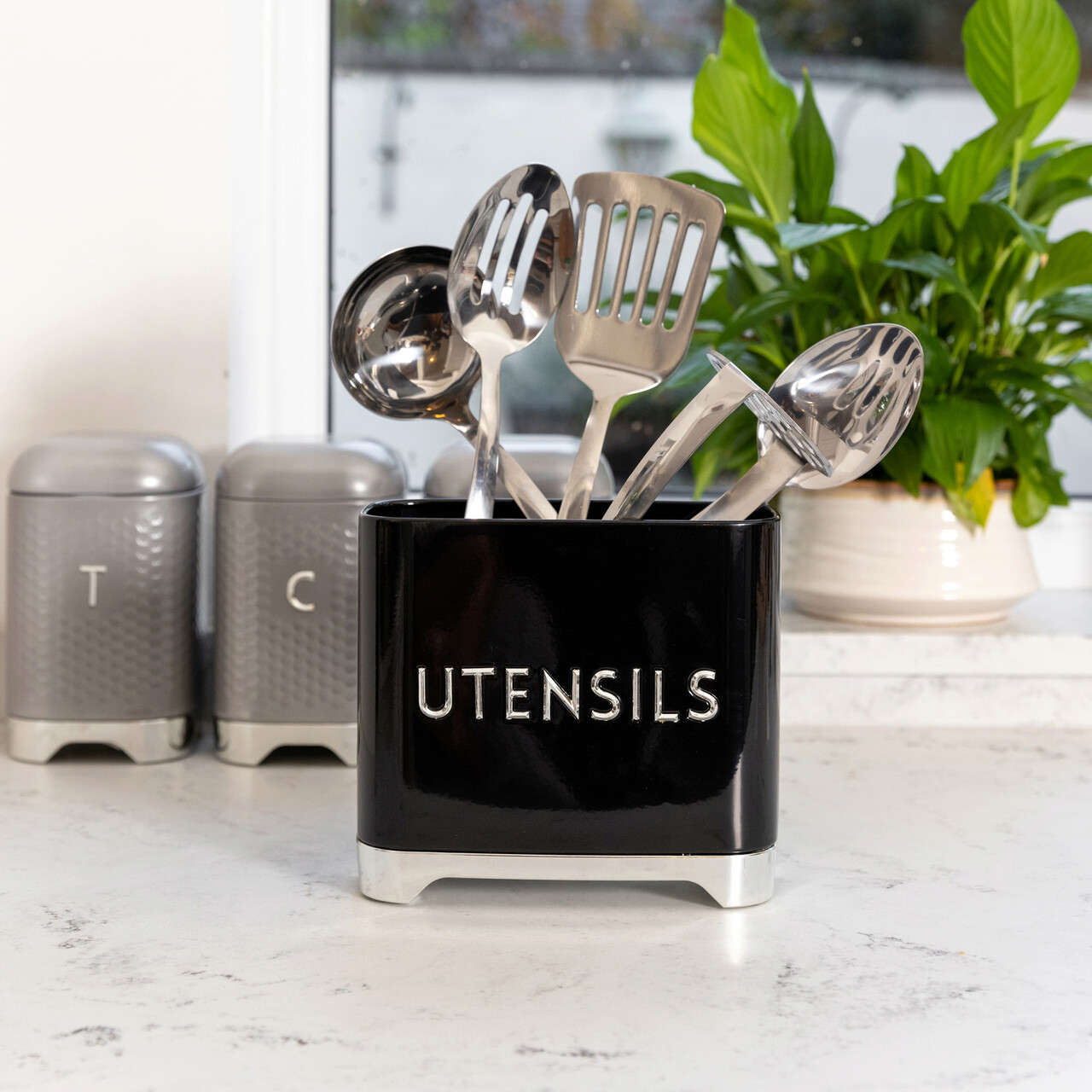 Suport pentru ustensile New Vintage, Mercury, 20x10x17.5 cm, metal, negru - imagine 6